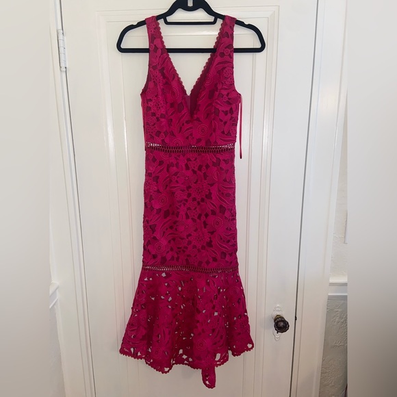 Nicholas Pink Azalia Lace Midi Dress | Size 0 - Picture 3 of 8